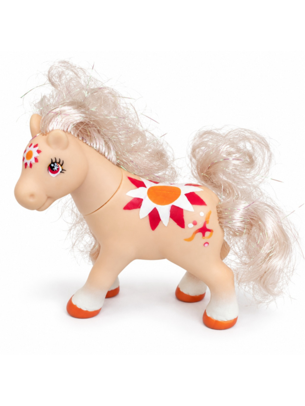 Vintage 1990 Lanard Pony 3.5” Tinsel Hair Flower Fakie MLP Style Toy
